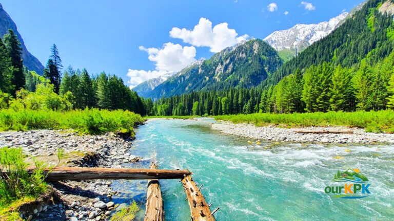 Kumrat Valley scenic view with river forest and mountains in KPK