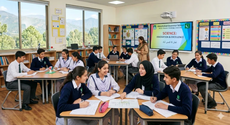 Students studying in a modern classroom at one of the best school in Abbottabad, Pakistan