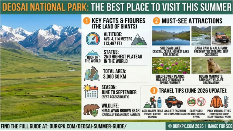 Deosai National Park The Best Place to Visit This Summer showing wide alpine green plains and snow covered mountains