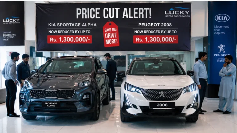 Lucky Motors announces major price cuts on Kia Sportage Alpha and Peugeot 2008 SUVs in Pakistan.