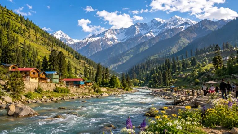 Beautiful panoramic view of Mansehra Valley with mountains, forests and river in Khyber Pakhtunkhwa Pakistan