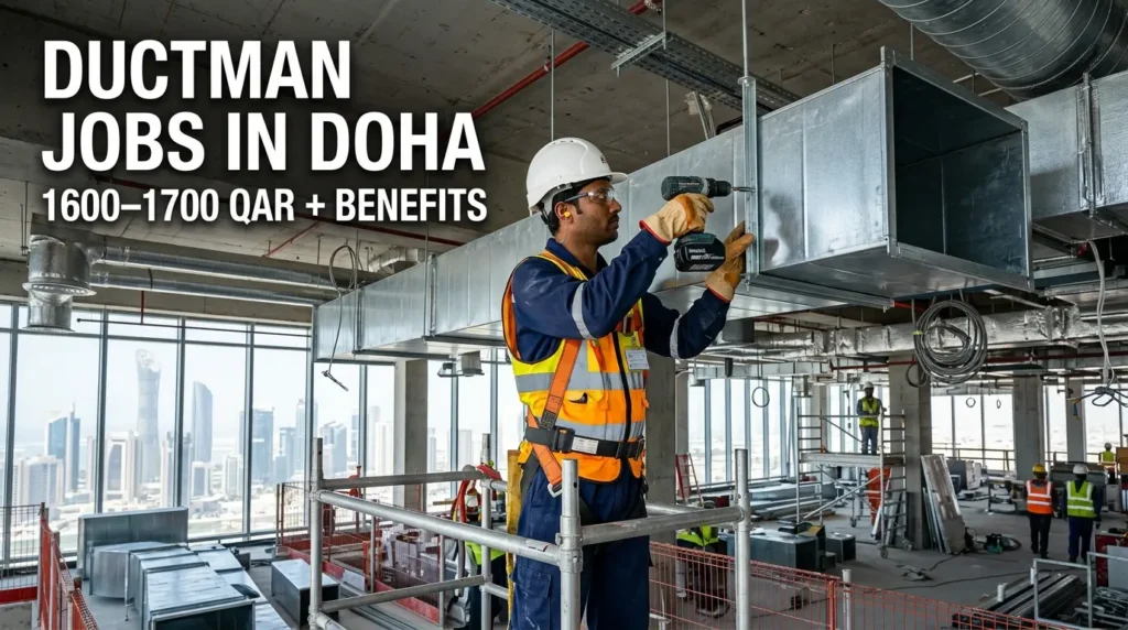 Ductman working on HVAC duct installation in Doha Qatar