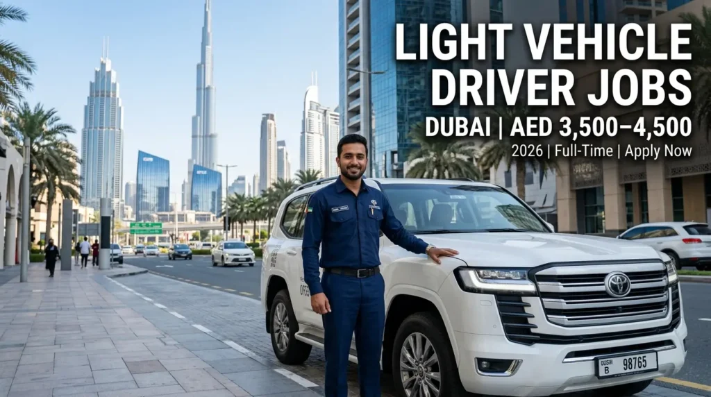 Light Vehicle Driver Jobs in Dubai with AED 3500 to 4500 Salary
