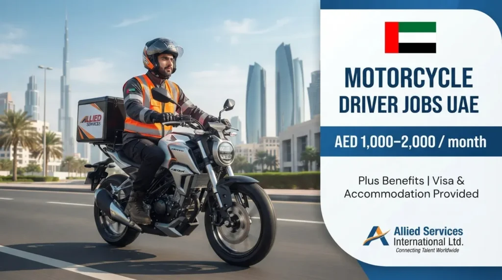 Motorcycle Driver Jobs in UAE 2026 at Allied Services International Ltd